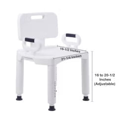 McKesson Adjustable Bath Bench with Removable Arms & Backrest – 21¼" Seat – 350 lb Capacity