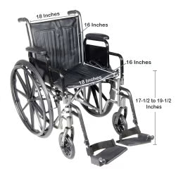 McKesson Manual Wheelchair – 18" Seat – 300 lb Capacity
