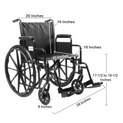 McKesson Manual Wheelchair – 20" Seat – 350 lbs Capacity