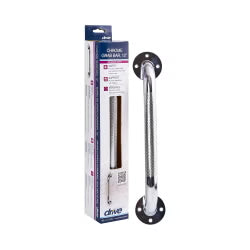 Drive™ Chrome Wall Grab Bar – Knurled Steel – Multiple Sizes